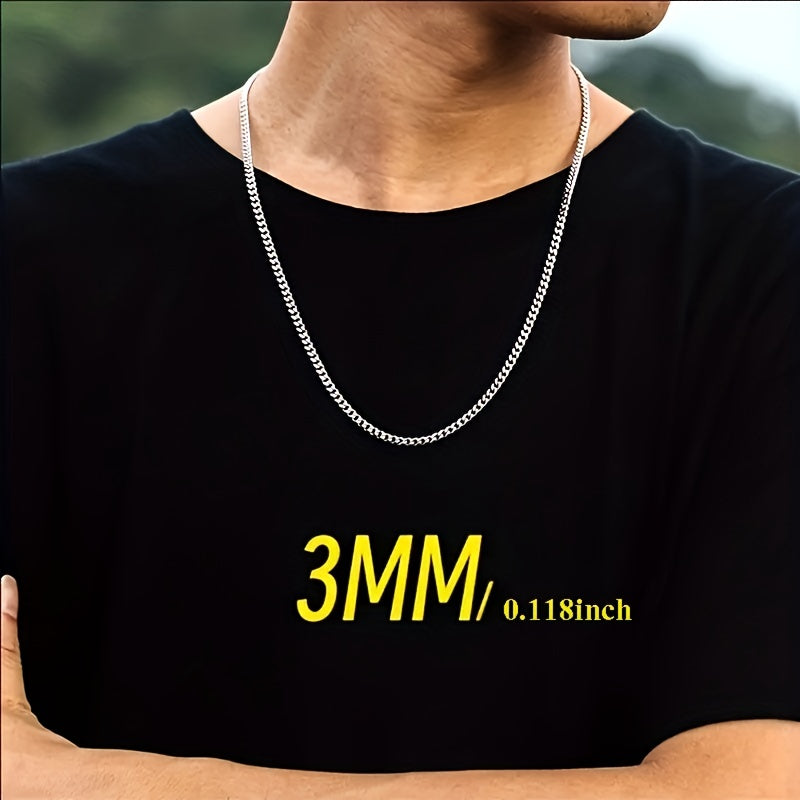 1pc Titanium Steel Men's Necklace, Stainless Steel Cuban Chain, Trendy Fashion Accessories, Trendy Girl Hip-hop Accessories, father's day gift