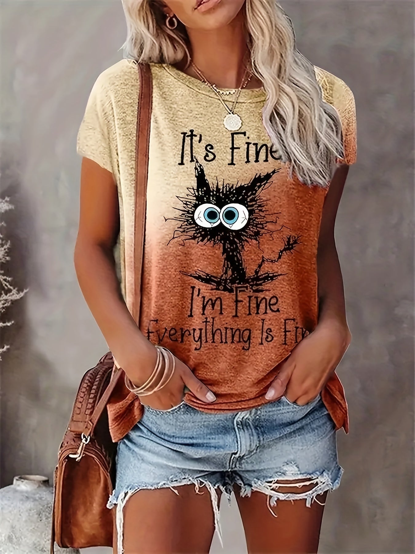 Letter Print Crew Neck T-Shirt, Casual Short Sleeve T-Shirt For Spring & Summer, Women's Clothing