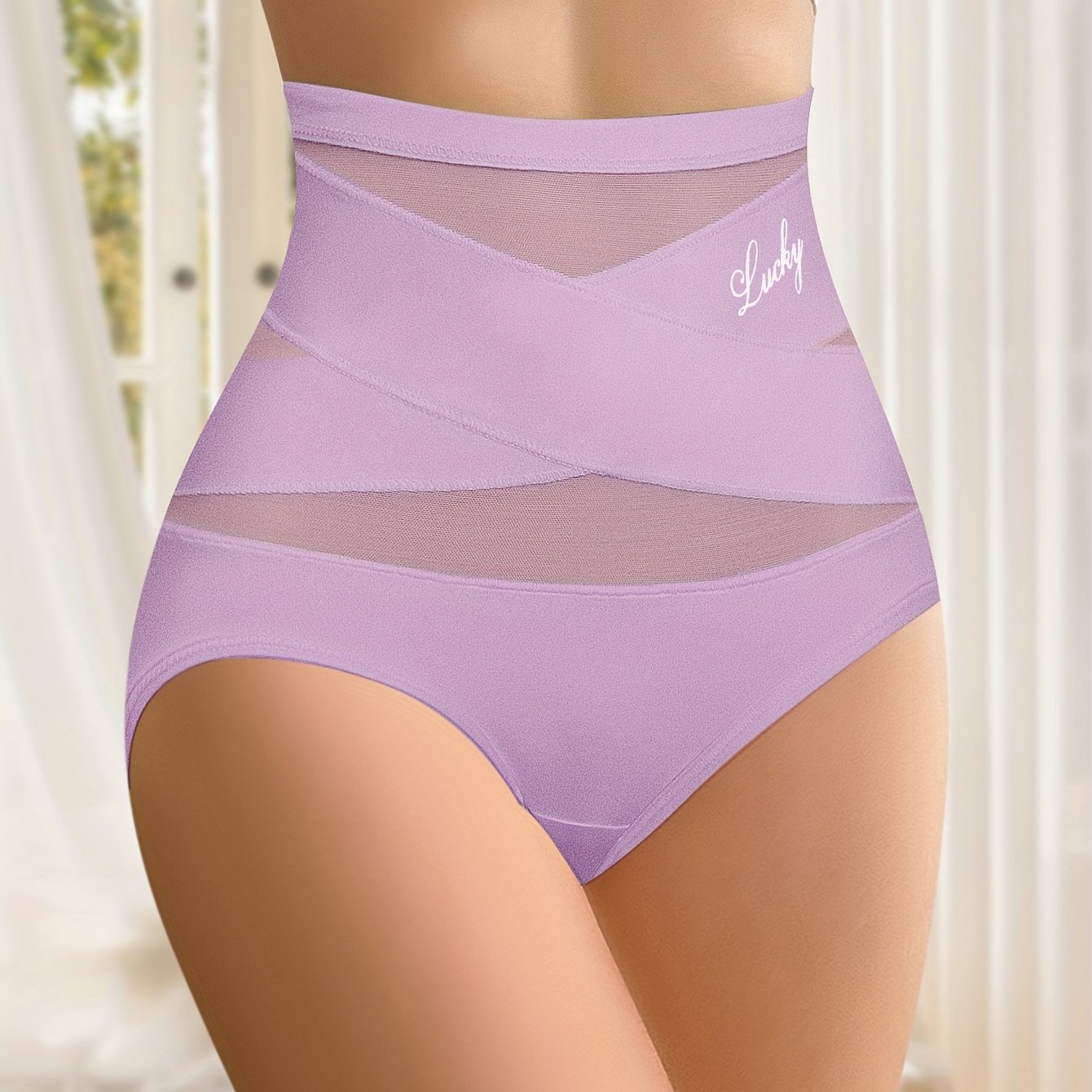 Seamless High Waist Mesh Panties, Tummy Control Butt Lifting Compression Panties, Women's Underwear & Shapewear