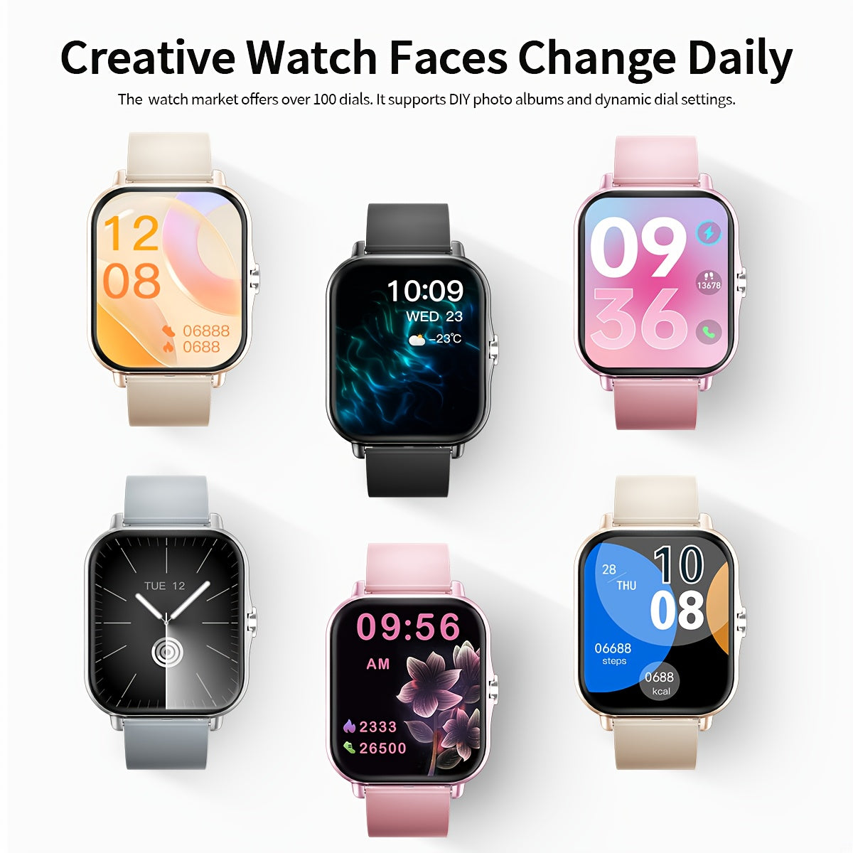 New Smart Watch 1.83-inch Wireless Calling/Receiving Multiple Sports Modes Sedentary Reminder Weather Forecast Message Notifications Lifting Screen Call/Dial Function USB Charging Alarm Clock Reminder Multi-sport Mode Suitabl