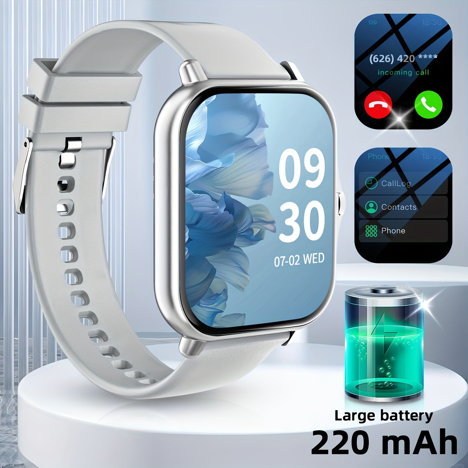 New Smart Watch 1.83-inch Wireless Calling/Receiving Multiple Sports Modes Sedentary Reminder Weather Forecast Message Notifications Lifting Screen Call/Dial Function USB Charging Alarm Clock Reminder Multi-sport Mode Suitabl