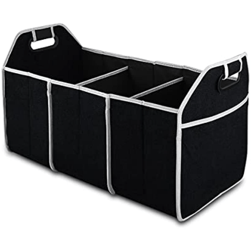 1pc Universal Car Trunk Organizer, Portable Foldable Waterproof Auto Storage Bag With 3 Compartments, For SUV, Truck, Van, Sedan Christmas Gift