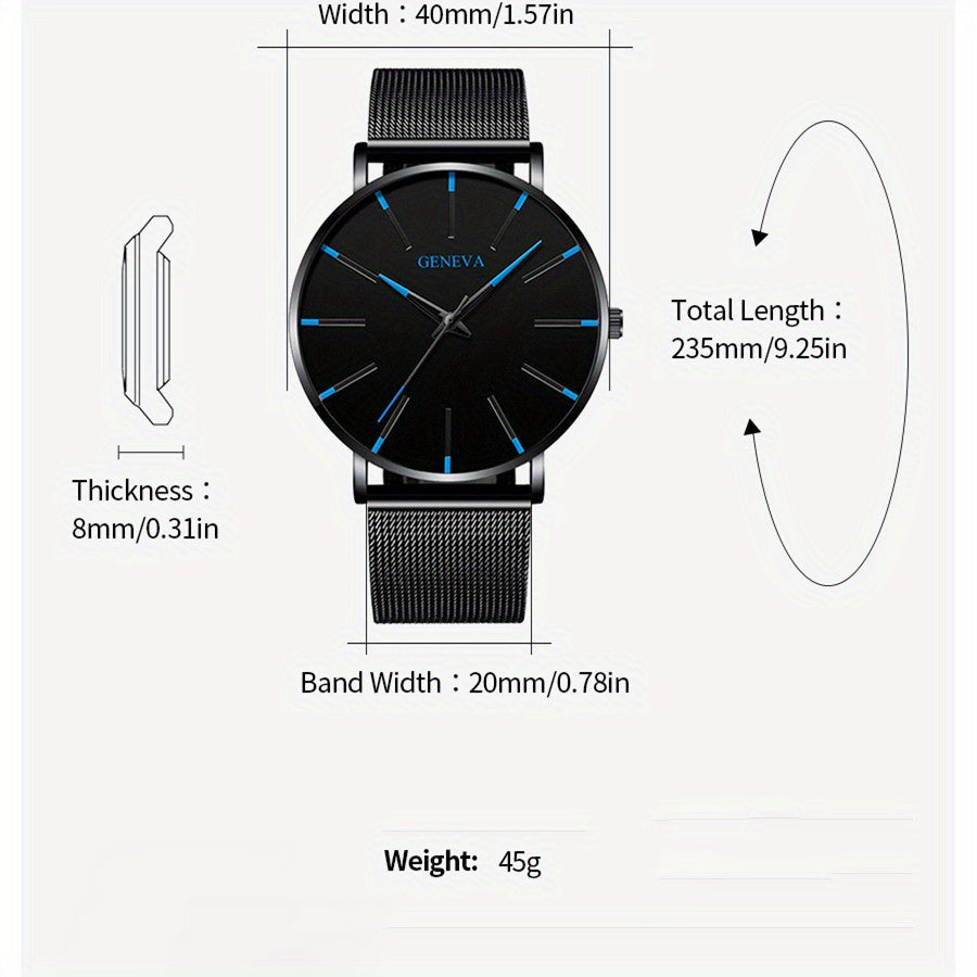 Simple And Fashionable Mesh Strap Watch For Men's Sports, Leisure, Business, And Men's Quartz Watch