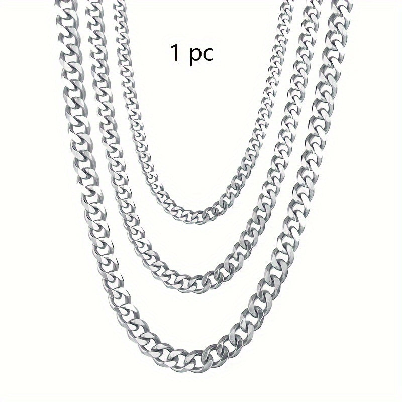 1pc Titanium Steel Men's Necklace, Stainless Steel Cuban Chain, Trendy Fashion Accessories, Trendy Girl Hip-hop Accessories, father's day gift