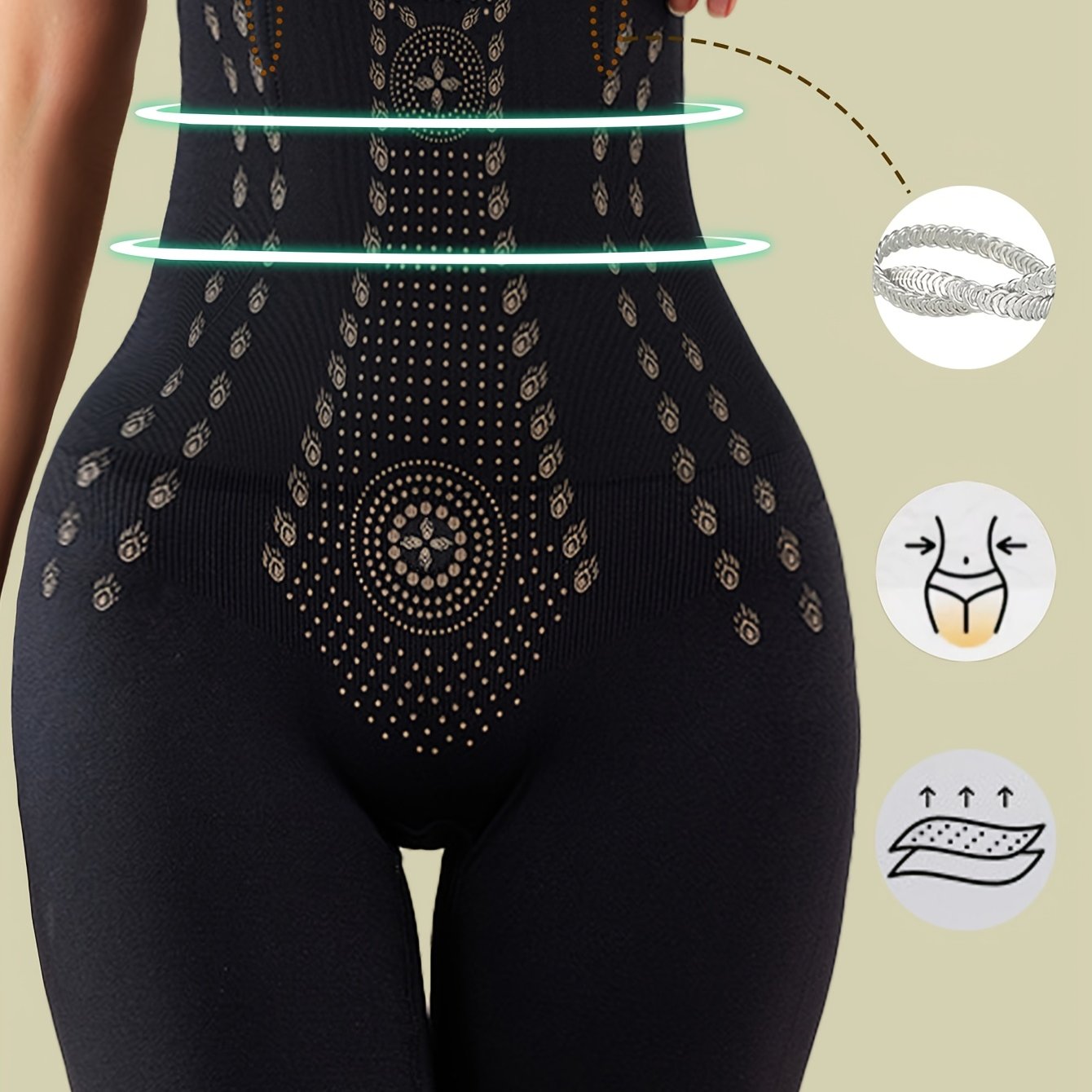 1pc High Waist Tummy Control Panties - Elegant Seamless Waist Trainer with Butt Lifter, Sheath Briefs for Women, Flat Belly & Hip Support, Black with Golden Accents, Tummy Control Shapewear, Sleek Design, Comfortable Fit