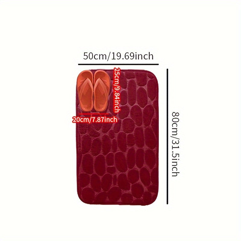 1pc Cobblestone Pattern Bath Rug, Soft Non-Slip Quick Dry Bath Mat, Water Absorbent Shower Carpet For home, Bathroom Accessories, Bathroom Decor, Bathroom decorations, kitchen Area Rugs, Laundry, bedrooom, shower, indoor mat