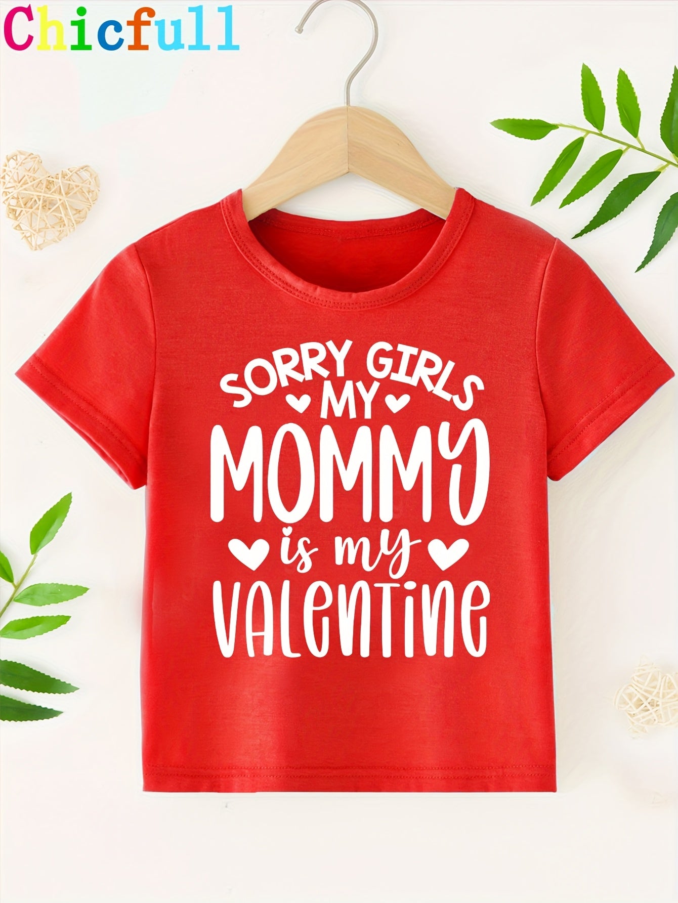 Charming, Chicfull Boys' 'Sorry Girls, My Mommy Is My Valentine' Graphic Tee - Casual Round Neck T-Shirt for Spring/Summer, Machine Washable