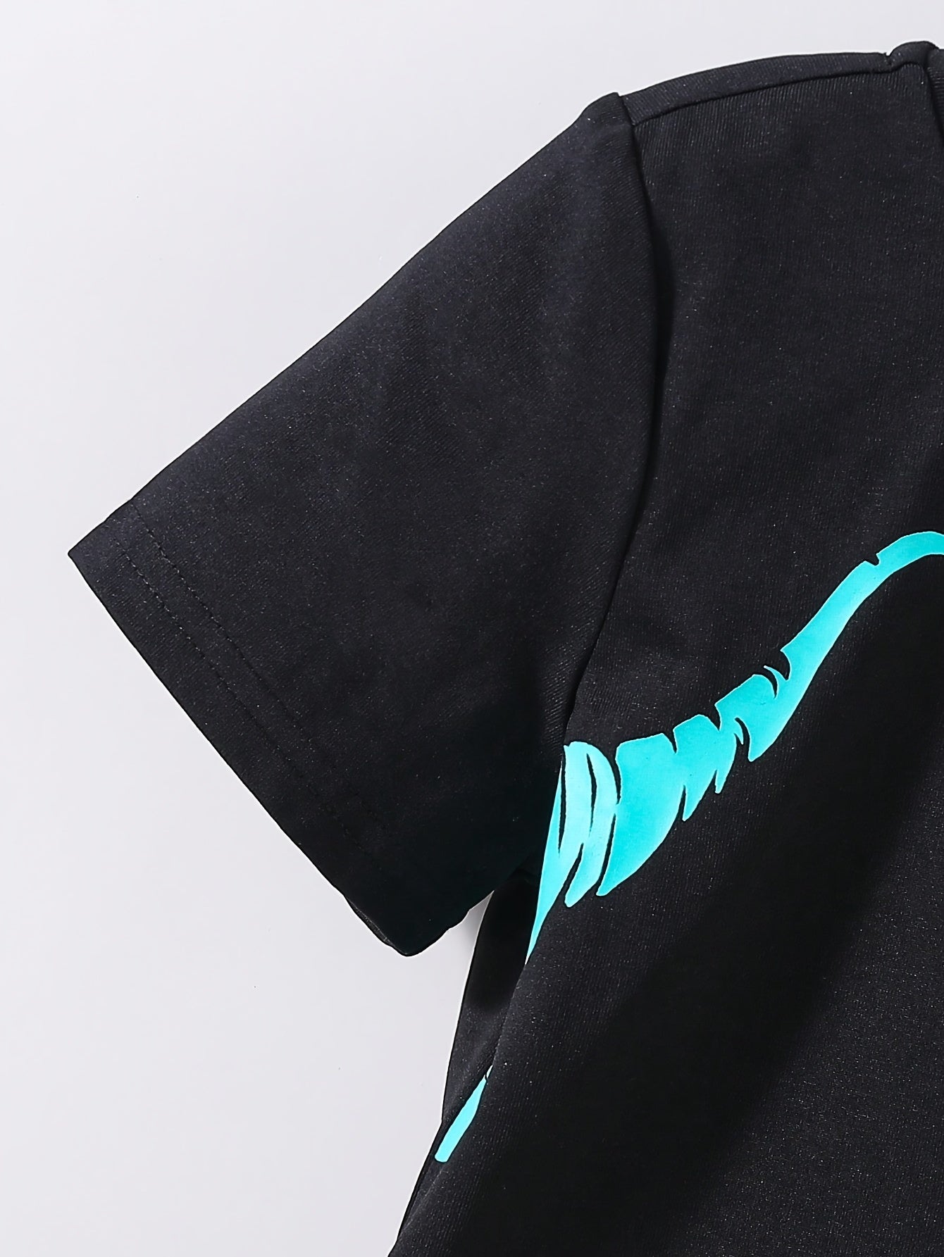 Boys' Dinosaur Print Casual T-Shirt & Shorts Set - Comfy Polyester Blend, Machine Washable - Perfect for Summer, Perfect for Outdoor