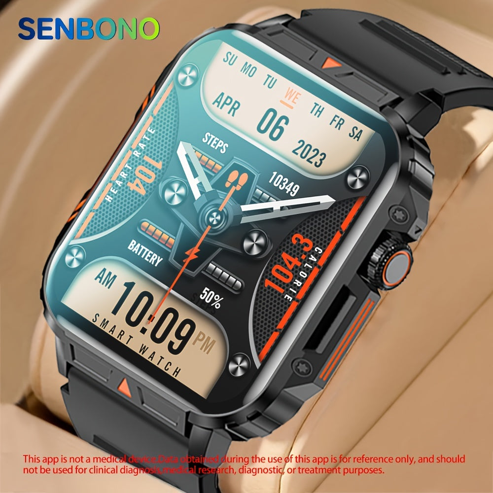 SENBONO New Smart Watch for Men, Wireless Call Smartwacth, 340mAh Large Battery, Information Push and Read, Custom Watch Face, Sport Smart Watch for Phone