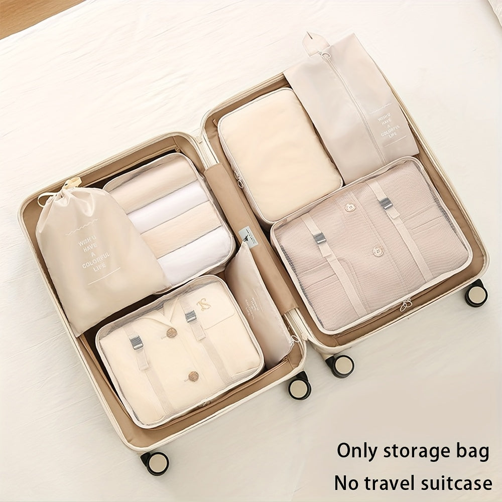 Seven-Piece Set Large Capacity Waterproof Travel Organizer Bag for Clothes, Pants, Shoes, and Socks