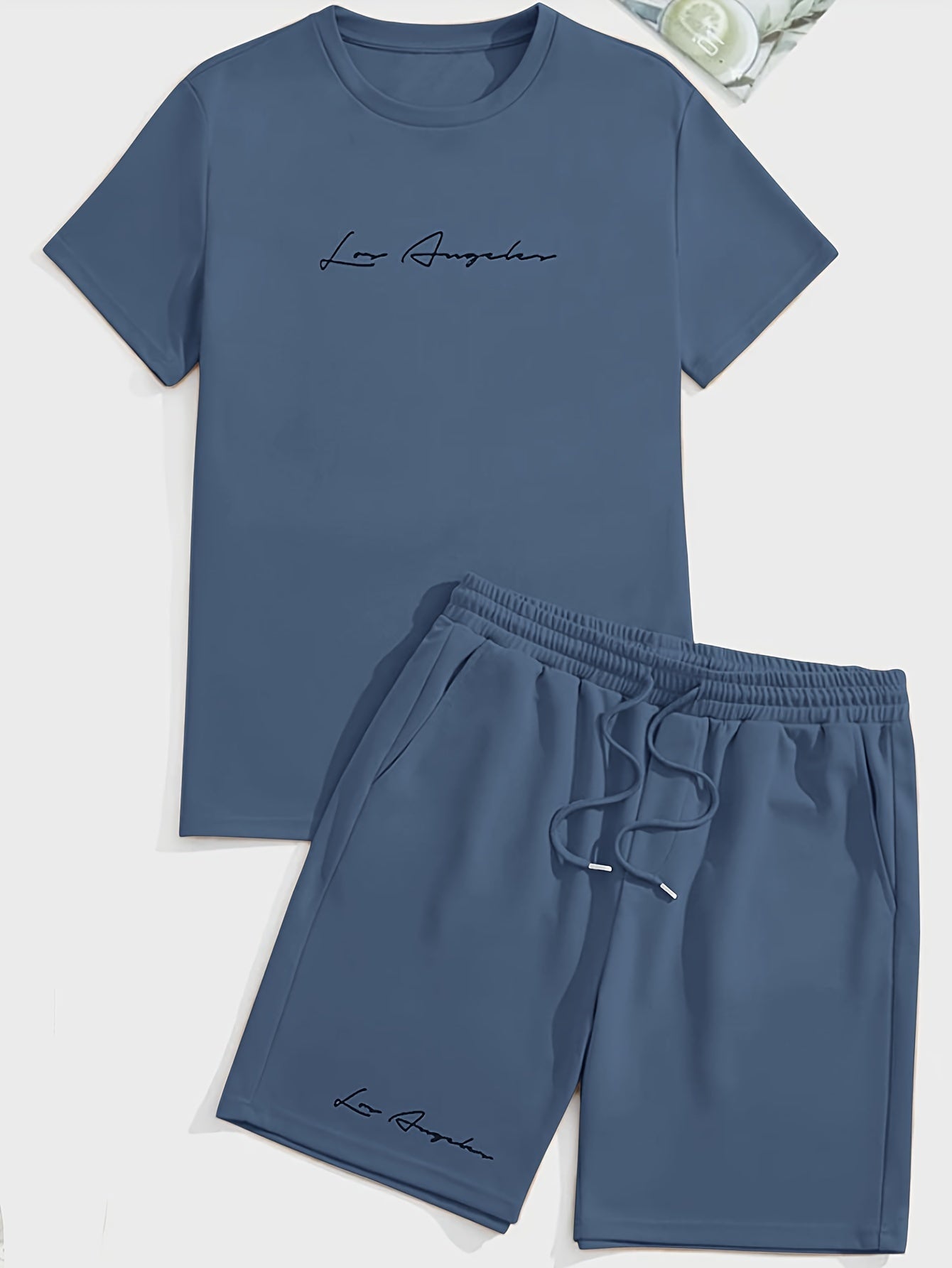 2Pcs Trendy Outfits For Men, Casual Crew Neck Short Sleeve T-shirt And Shorts Set For Summer, Men's Clothing Vacation Workout