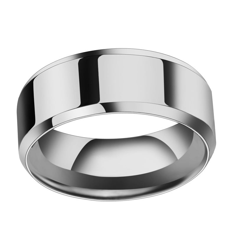 8mm Black High Polished Trendy Men's Stainless Ring Size 7-13