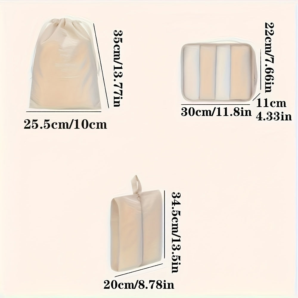 Seven-Piece Set Large Capacity Waterproof Travel Organizer Bag for Clothes, Pants, Shoes, and Socks