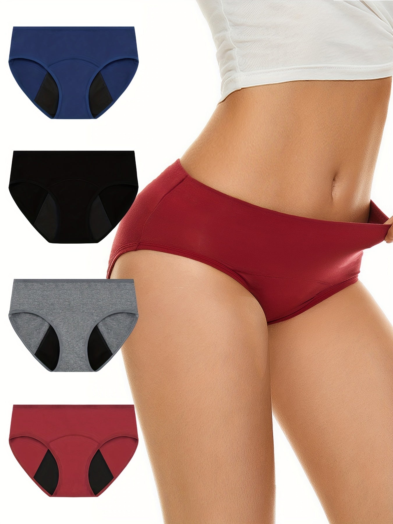 4pcs Menstrual Period Panties, Comfy & Breathable Full-Coverange Anti-Leak Panties, Women's Lingerie & Underwear