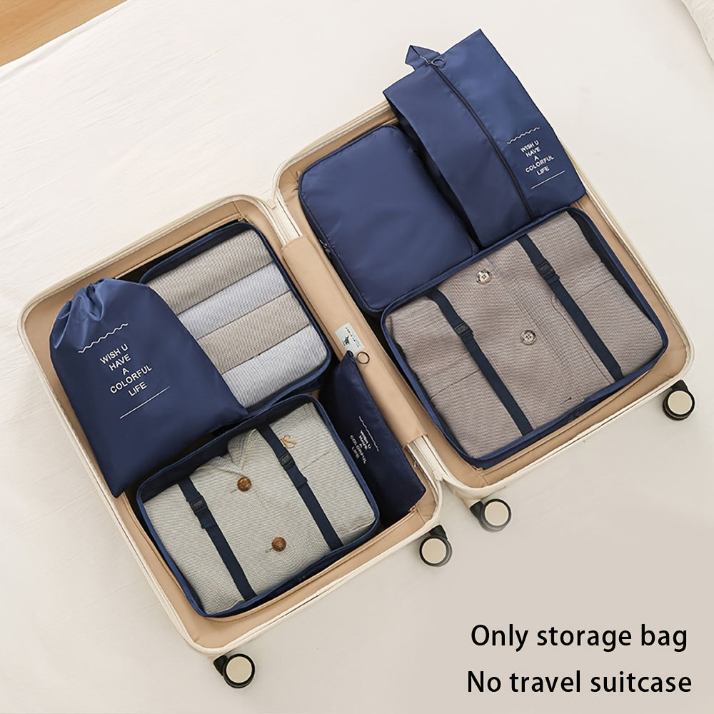 Seven-Piece Set Large Capacity Waterproof Travel Organizer Bag for Clothes, Pants, Shoes, and Socks