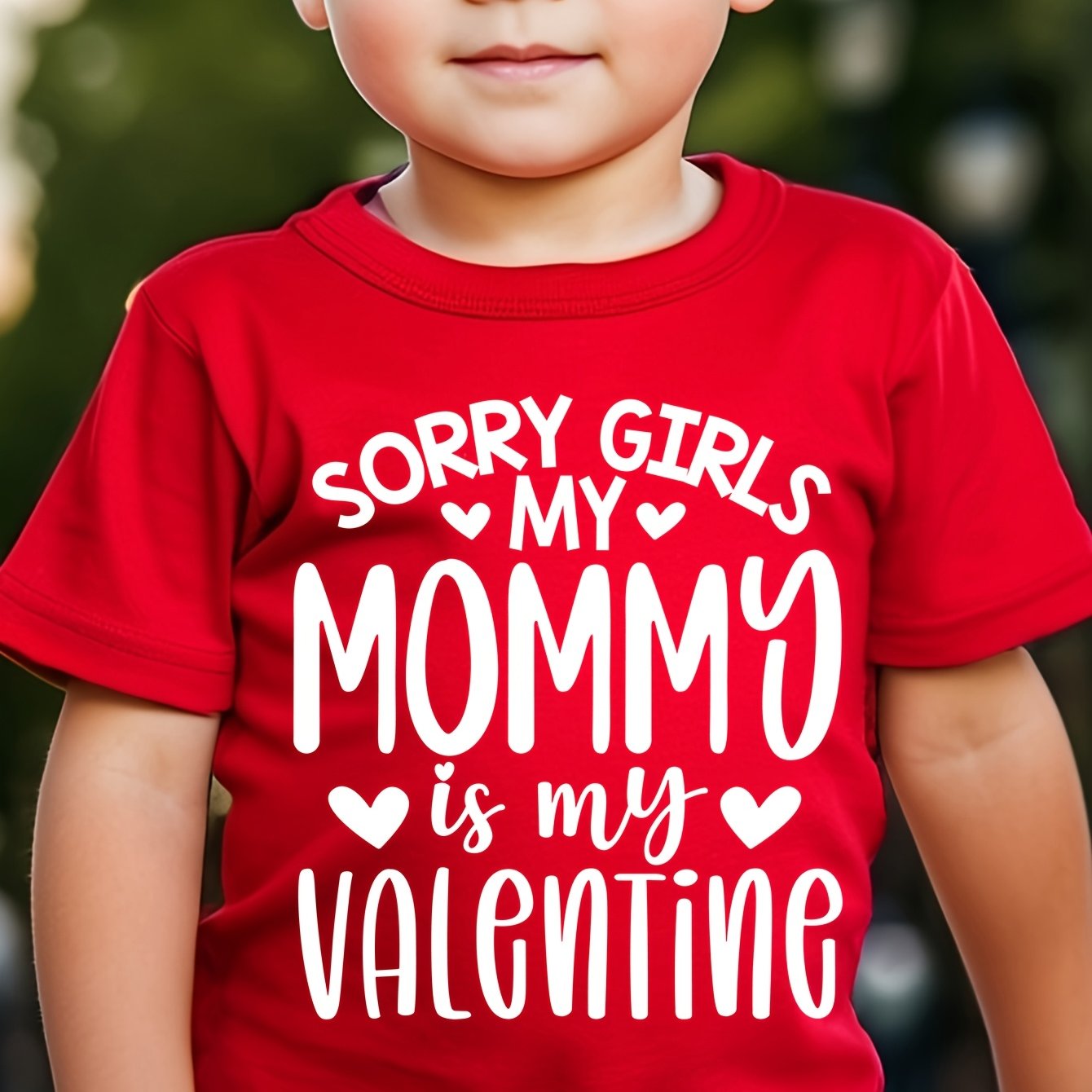 Charming, Chicfull Boys' 'Sorry Girls, My Mommy Is My Valentine' Graphic Tee - Casual Round Neck T-Shirt for Spring/Summer, Machine Washable