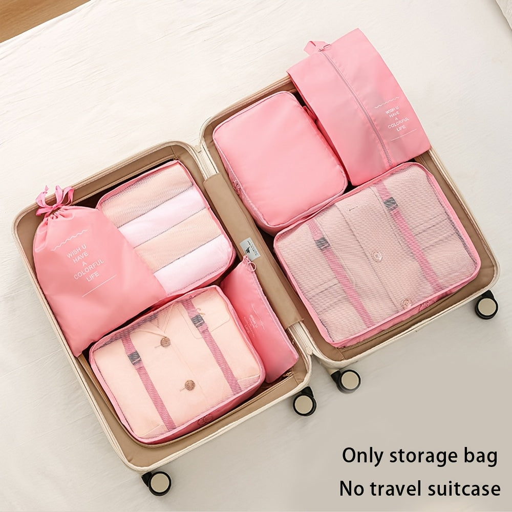Seven-Piece Set Large Capacity Waterproof Travel Organizer Bag for Clothes, Pants, Shoes, and Socks