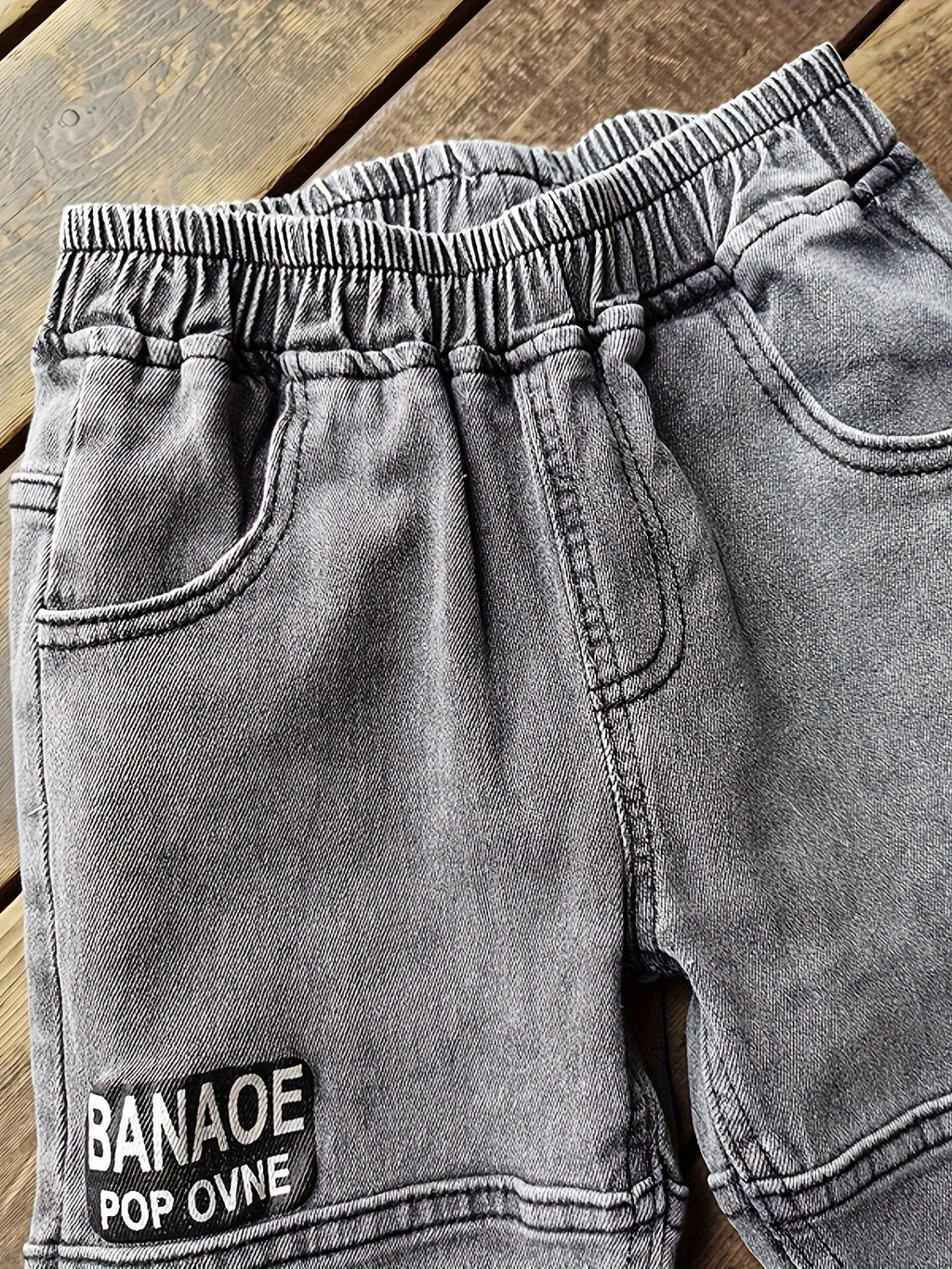 Kid's Casual Letter Patched Jeans, Versatile Denim Pants, Boy's Clothes For All Seasons