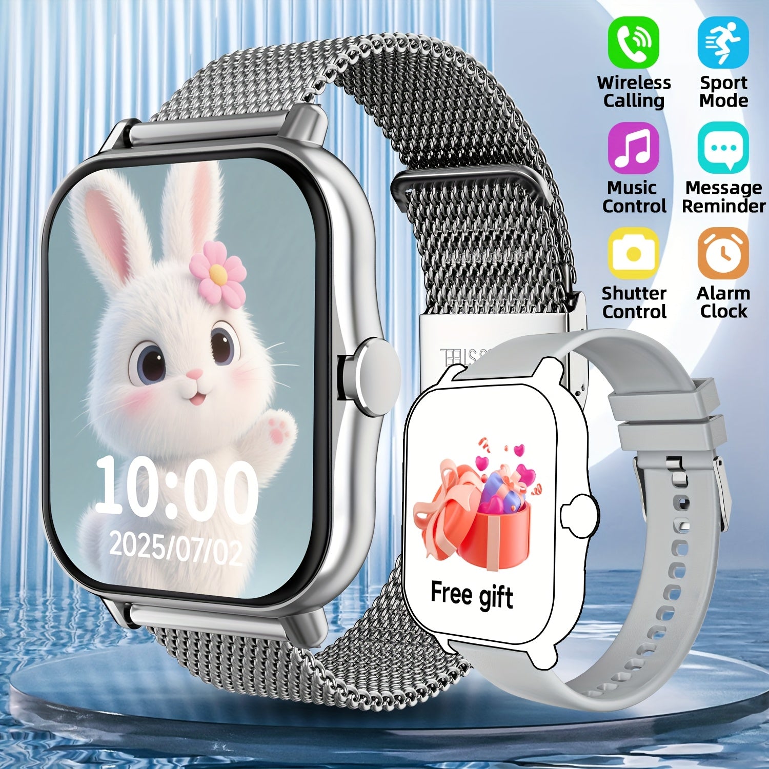 New Smart Watch 1.83-inch Wireless Calling/Receiving Multiple Sports Modes Sedentary Reminder Weather Forecast Message Notifications Lifting Screen Call/Dial Function USB Charging Alarm Clock Reminder Multi-sport Mode Suitabl