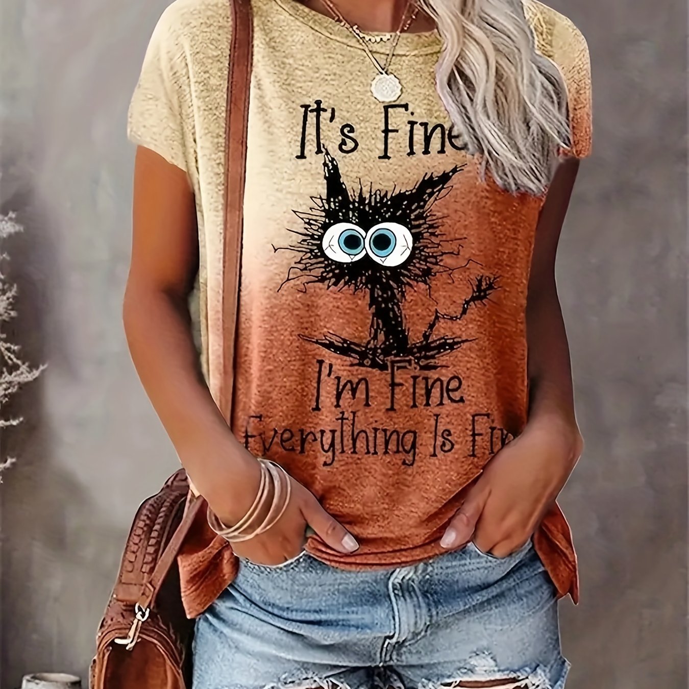 Letter Print Crew Neck T-Shirt, Casual Short Sleeve T-Shirt For Spring & Summer, Women's Clothing