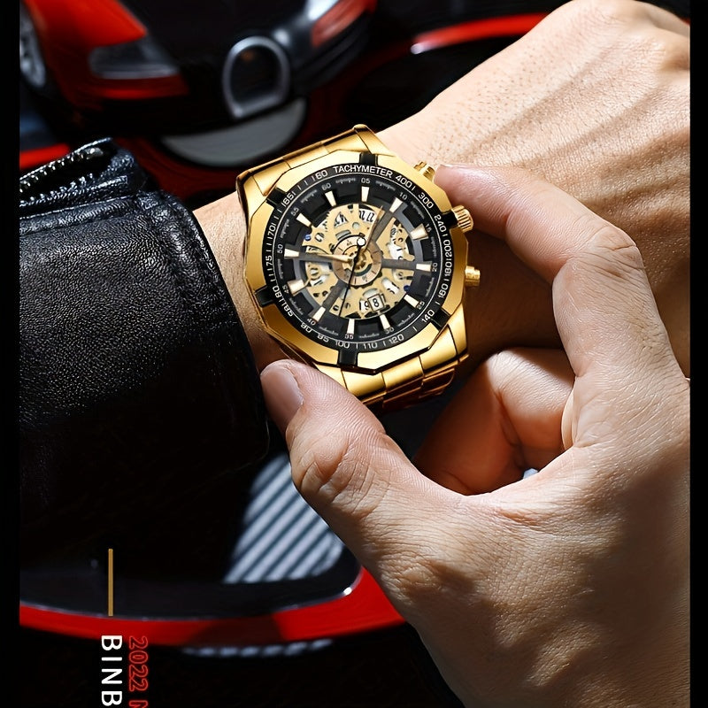 Binbond Men's Hollow Quartz Watch - Stylish, Back to School Essential for Students