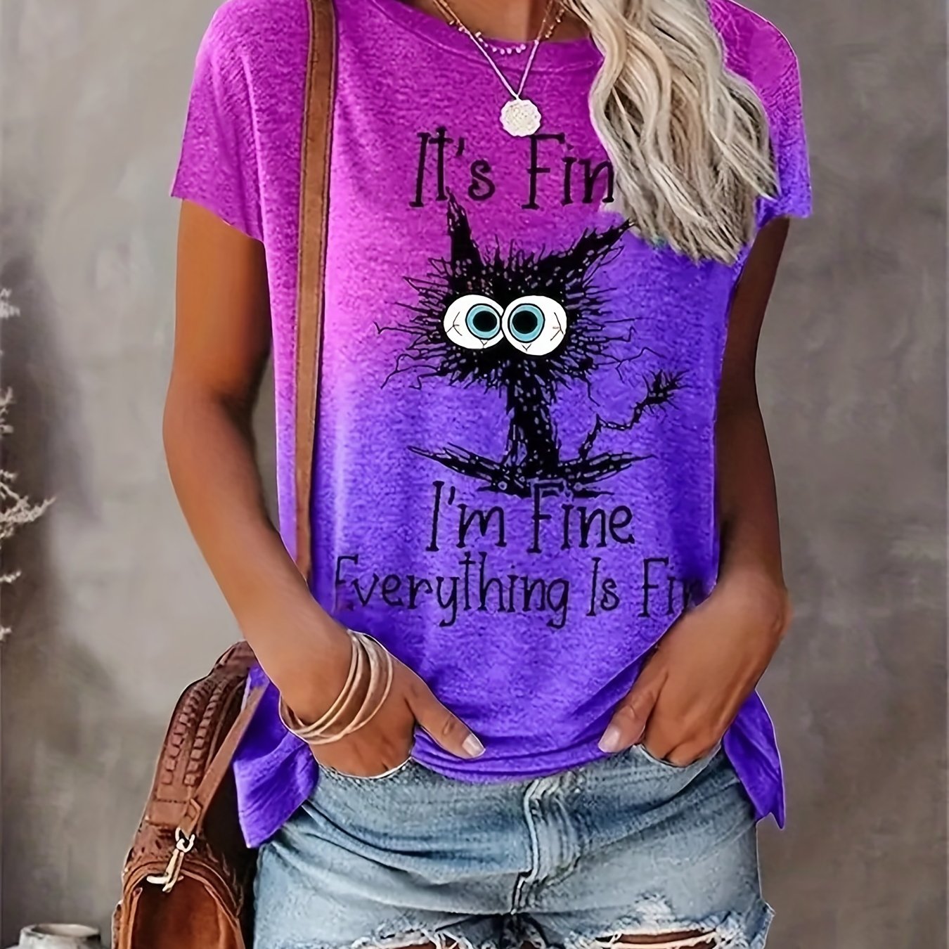 Letter Print Crew Neck T-Shirt, Casual Short Sleeve T-Shirt For Spring & Summer, Women's Clothing