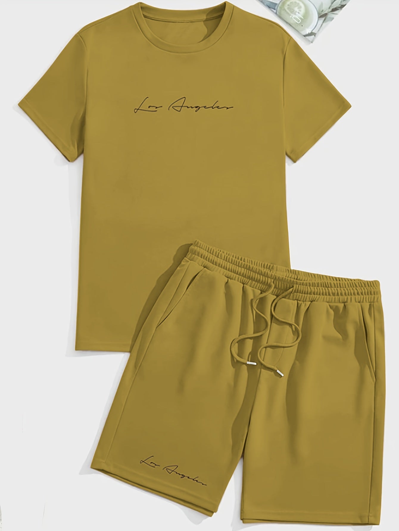 2Pcs Trendy Outfits For Men, Casual Crew Neck Short Sleeve T-shirt And Shorts Set For Summer, Men's Clothing Vacation Workout