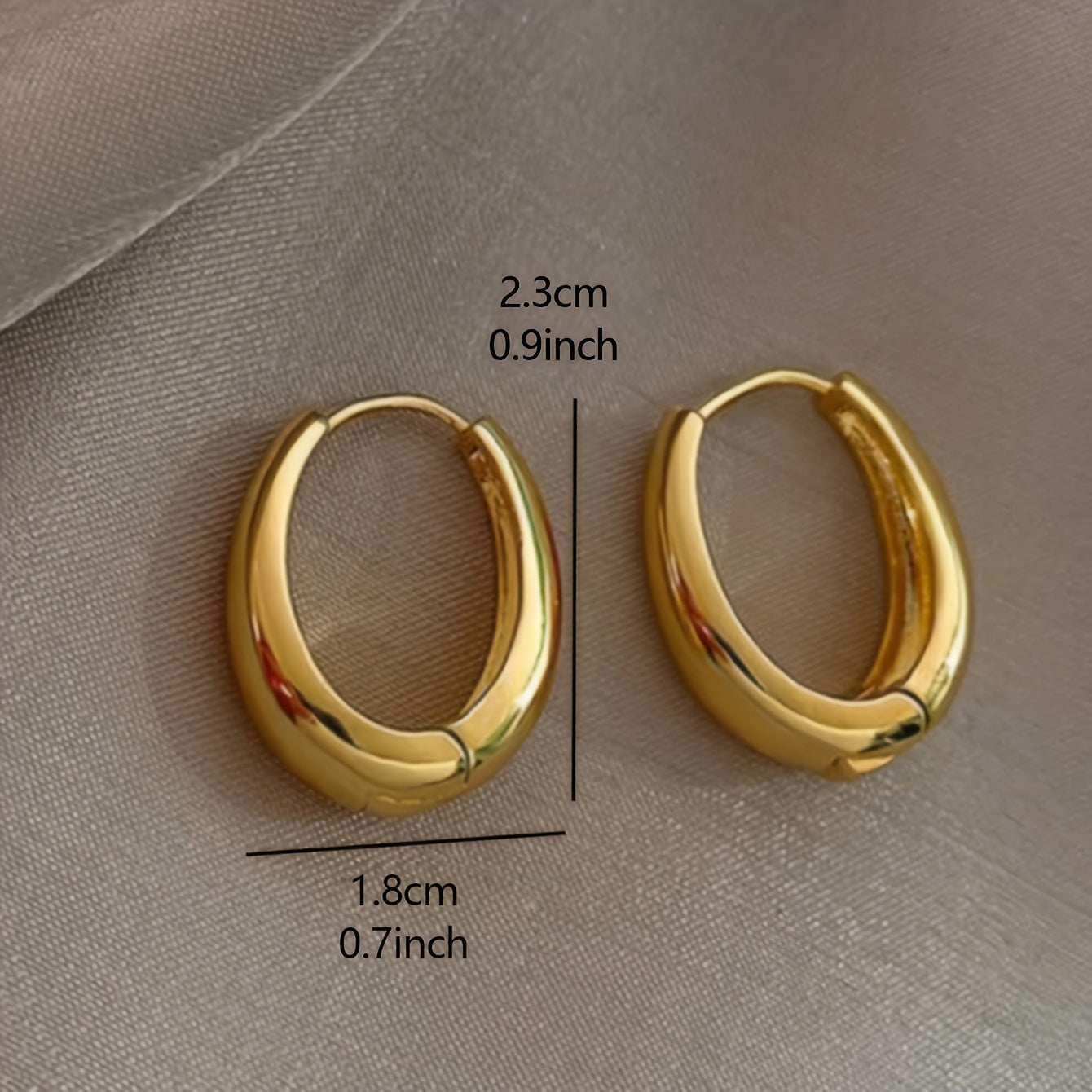 1 Pair, Vintage & Simply Style, Golden Glossy Hoop Earrings For Ladies, Fashion Temperament Zinc Alloy Ear Buckles For Banquet & Daily Wear, Perfect Gift