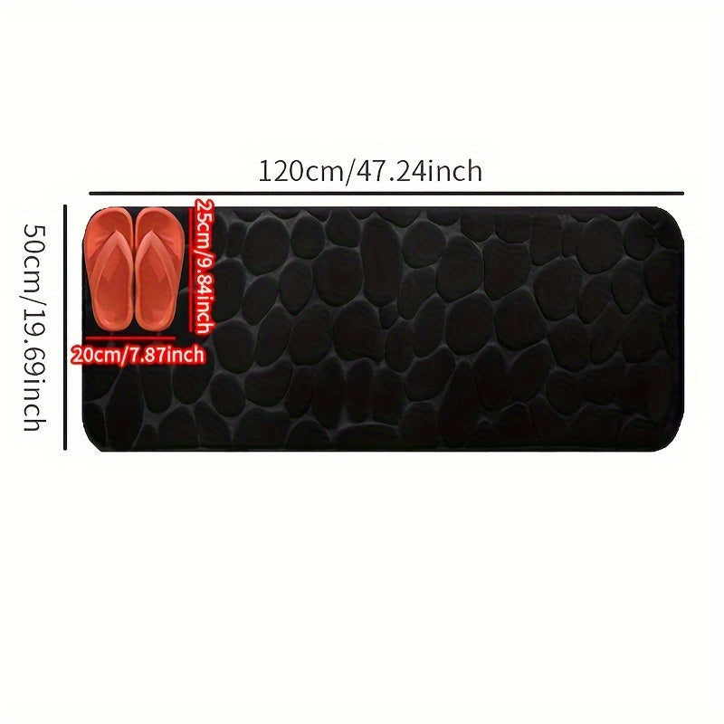 1pc Cobblestone Pattern Bath Rug, Soft Non-Slip Quick Dry Bath Mat, Water Absorbent Shower Carpet For home, Bathroom Accessories, Bathroom Decor, Bathroom decorations, kitchen Area Rugs, Laundry, bedrooom, shower, indoor mat