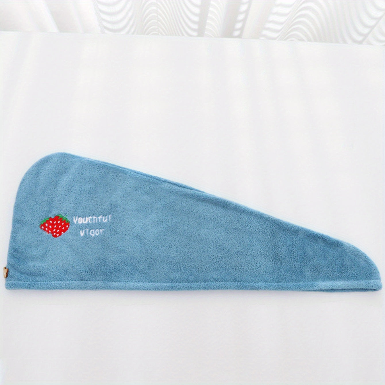 1pc Rainbow Embroidered Hair Towel With Button, Soft Hair Drying Cap, Cute Solid Color Hair Towel For Bathroom, Absorbent Quick Drying Hair Wrap Towel For Women, Bathroom Supplies, Bathroom Accessories