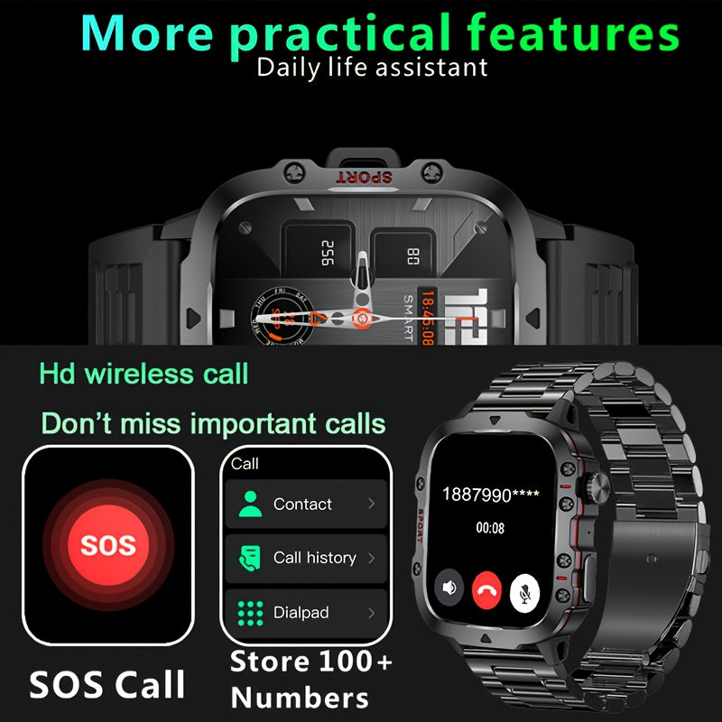 Brand New, Durable Smart Watch for Men with Wireless Calling, Waterproof Rating, Fitness Tracking, AI Voice Assistance, And Over 100 Outdoor Sports Modes.