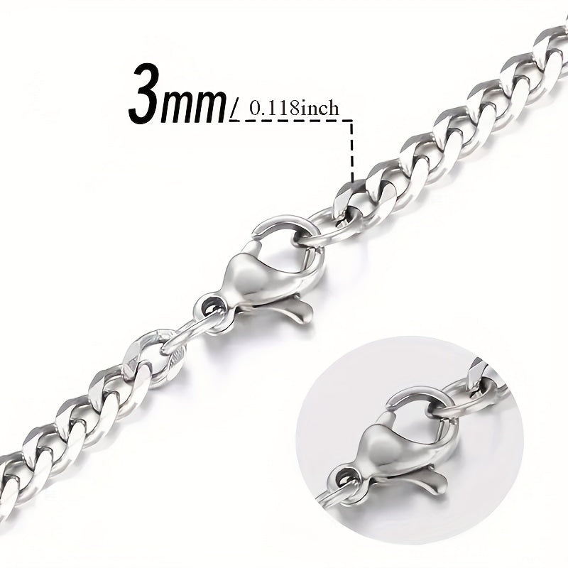 1pc Titanium Steel Men's Necklace, Stainless Steel Cuban Chain, Trendy Fashion Accessories, Trendy Girl Hip-hop Accessories, father's day gift