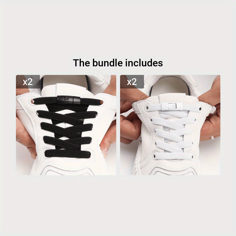 1pair Women's Polyester Laces Sneaker Accessories, White No Laces With Buckles