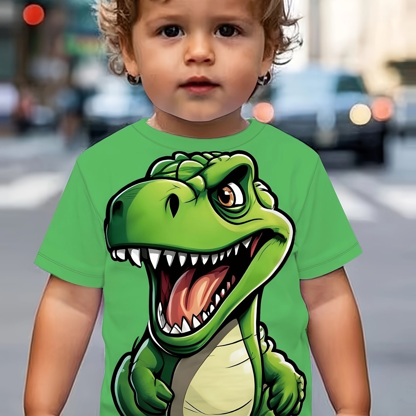 Adorable Dinosaur-Themed Design on a Boys' Short-Sleeve T-Shirt with a Round Neck, Suitable for Sports And Casual Outings, Made from Slightly Stretchy Fabric That Is Comfortable And Breathable, Featuring a Stylish Look That P