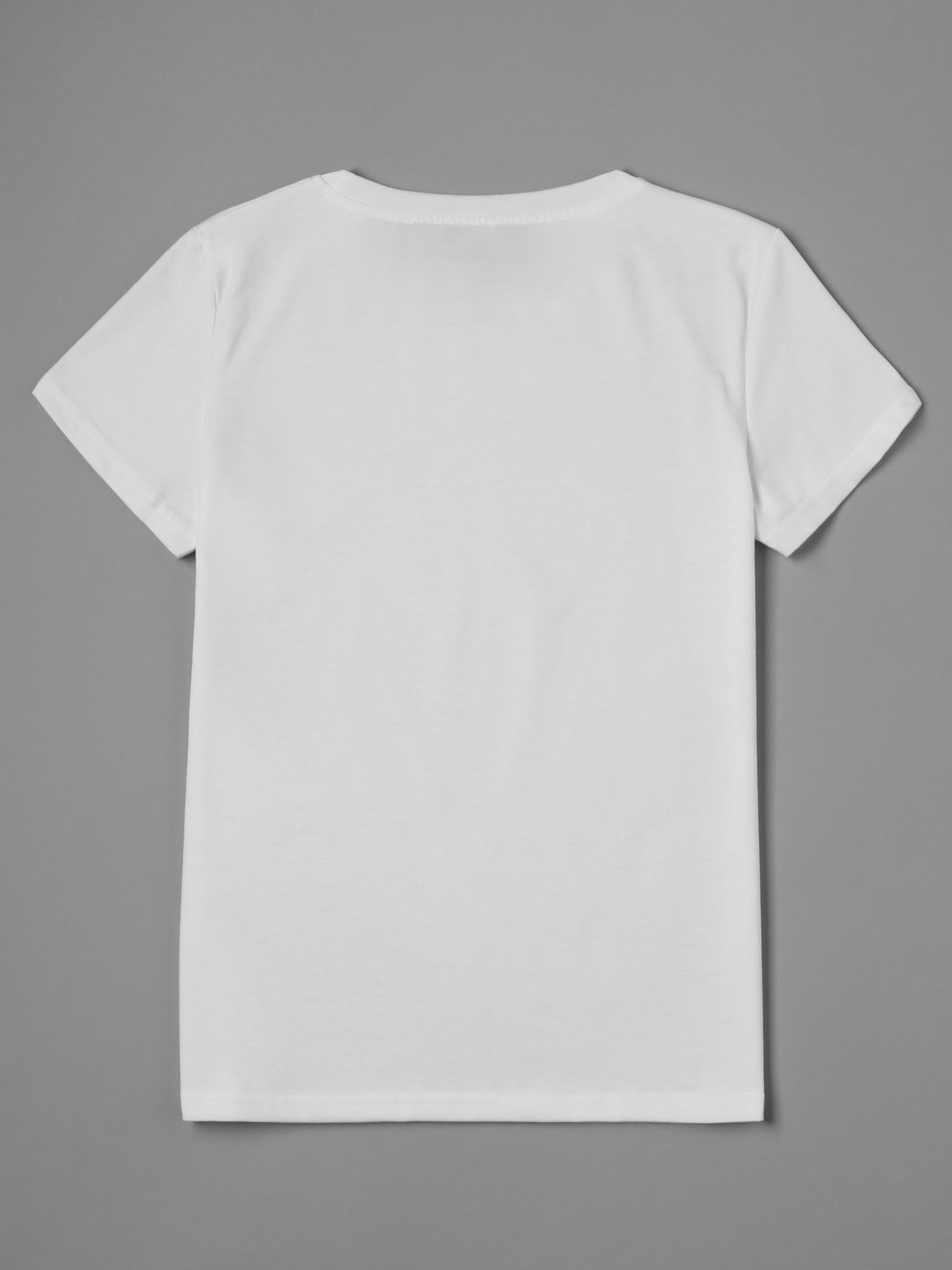 Butterfly Print Crew Neck T-shirt, Casual Short Sleeve Top For Spring & Fall, Women's Clothing