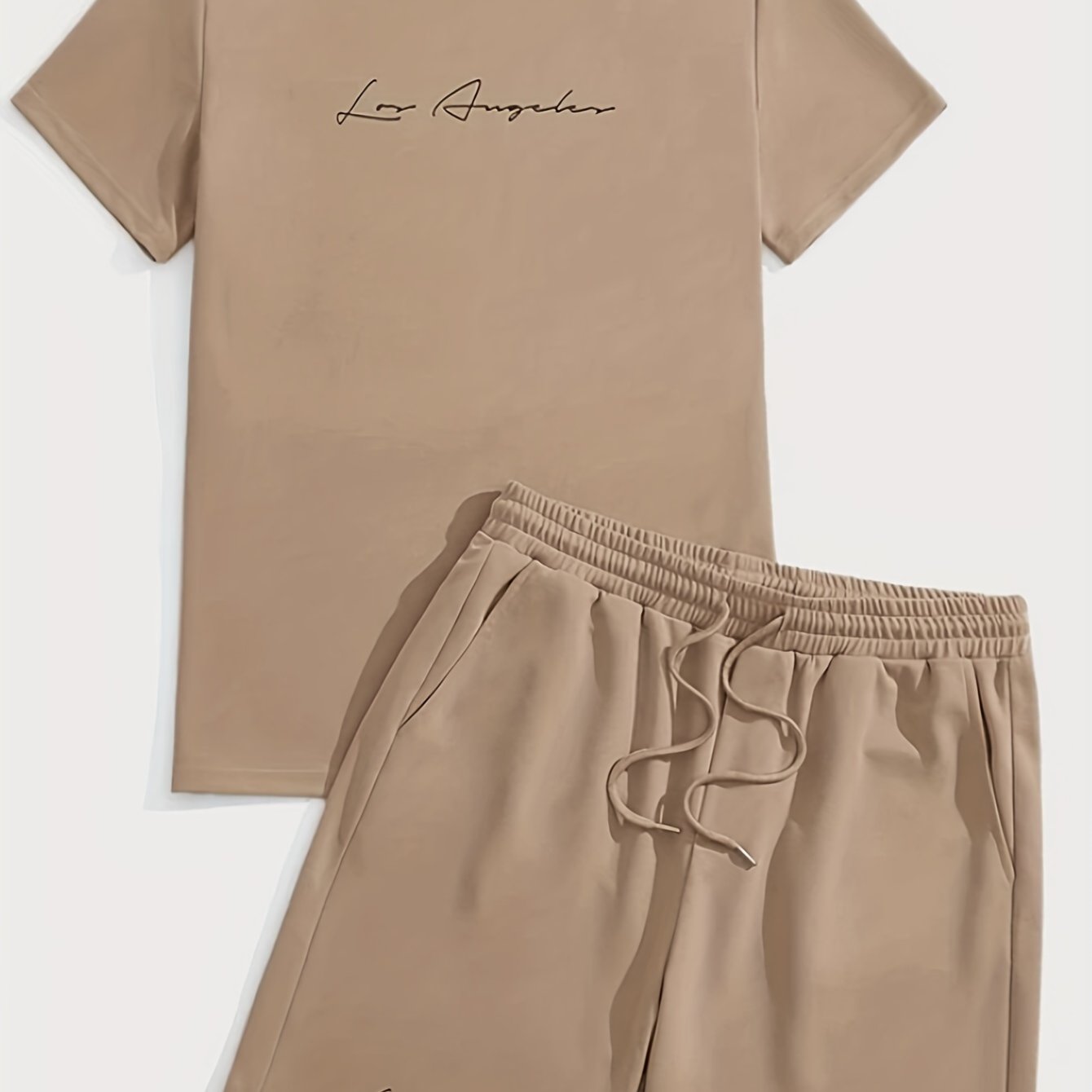 2Pcs Trendy Outfits For Men, Casual Crew Neck Short Sleeve T-shirt And Shorts Set For Summer, Men's Clothing Vacation Workout