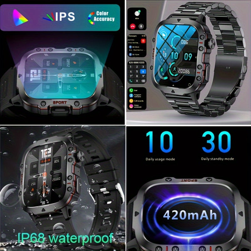 Brand New, Durable Smart Watch for Men with Wireless Calling, Waterproof Rating, Fitness Tracking, AI Voice Assistance, And Over 100 Outdoor Sports Modes.