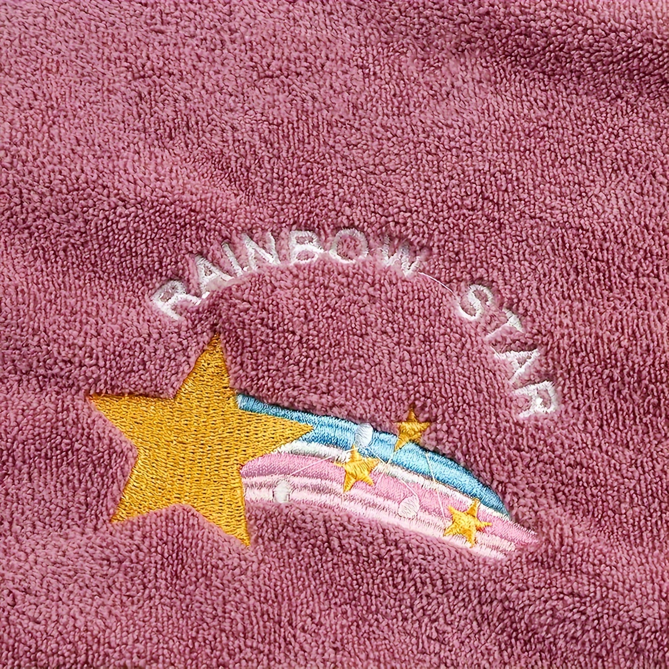 1pc Rainbow Embroidered Hair Towel With Button, Soft Hair Drying Cap, Cute Solid Color Hair Towel For Bathroom, Absorbent Quick Drying Hair Wrap Towel For Women, Bathroom Supplies, Bathroom Accessories