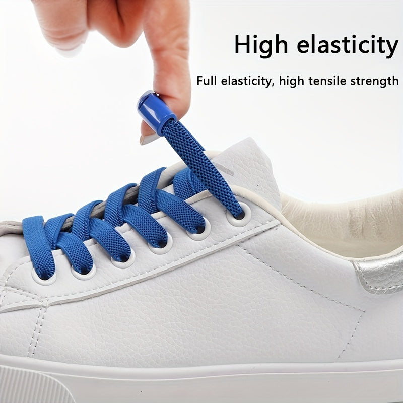 1pair Women's Polyester Laces Sneaker Accessories, White No Laces With Buckles