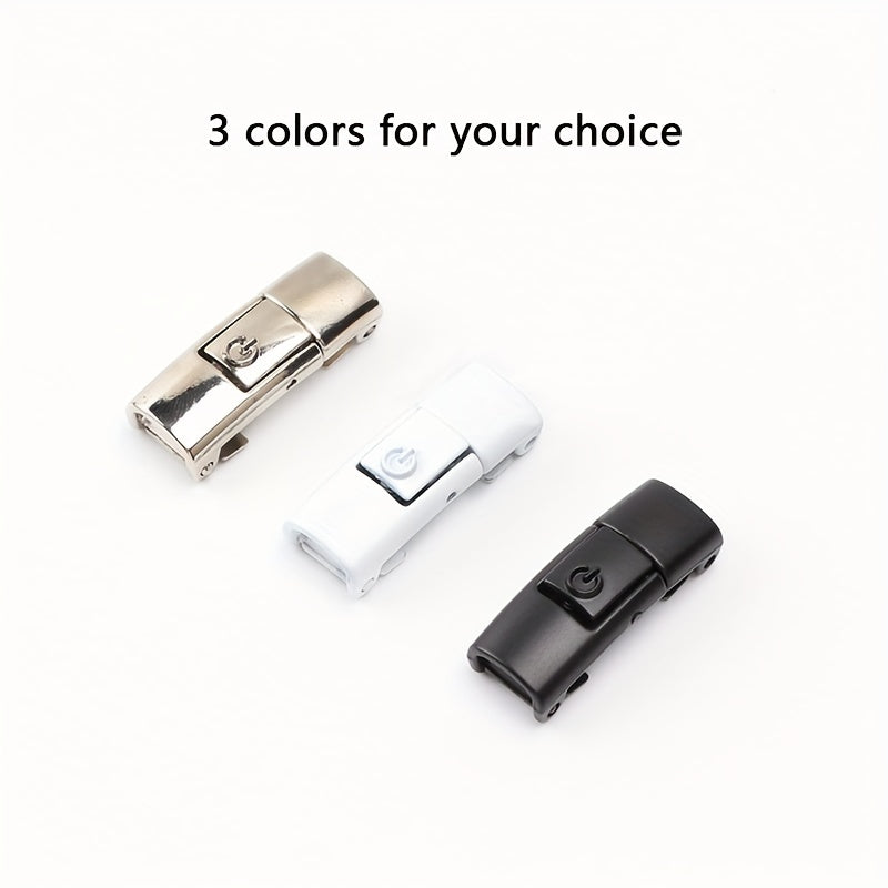 1pair Women's Polyester Laces Sneaker Accessories, White No Laces With Buckles