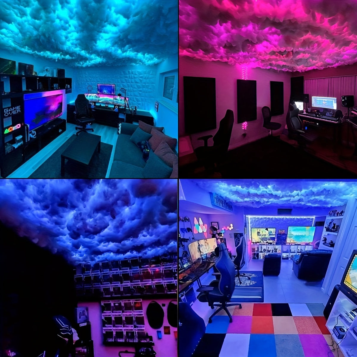 4.88meter Big Cloud Light: Music Sync Multicolor Changing Strip Light for Gaming Room or Bedroom - DIY Decorations, USB Power, Remote Control, and Adjustable Height, perfect for Christmas gifts, holiday office, bedroom, hotel