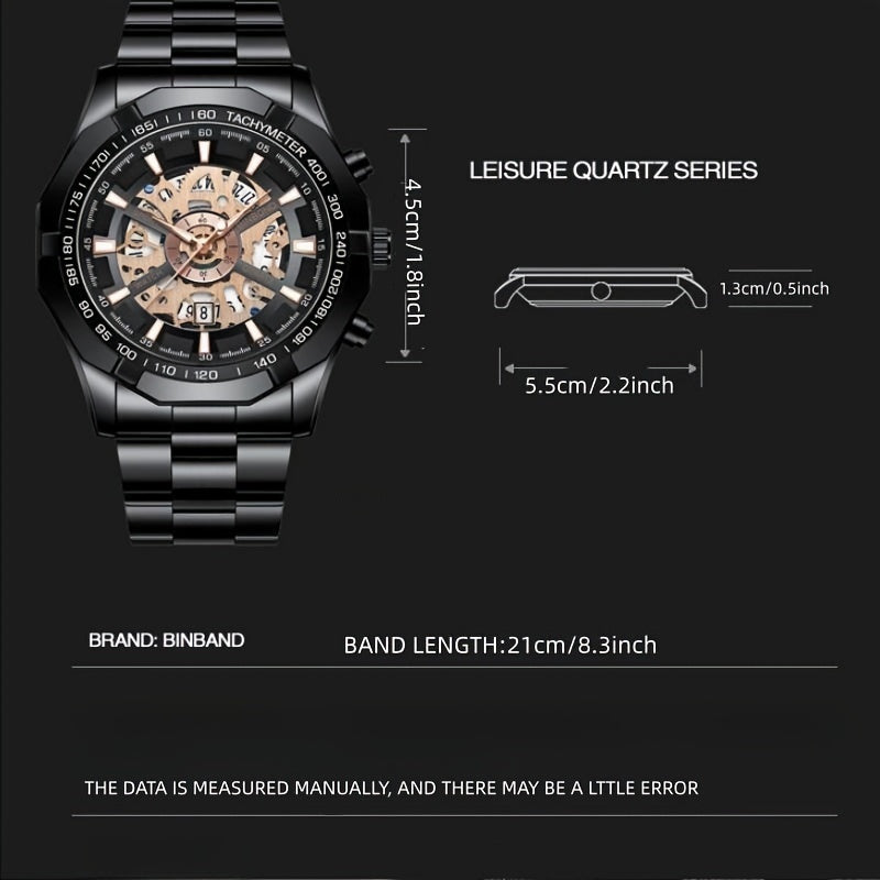 Binbond Men's Hollow Quartz Watch - Stylish, Back to School Essential for Students