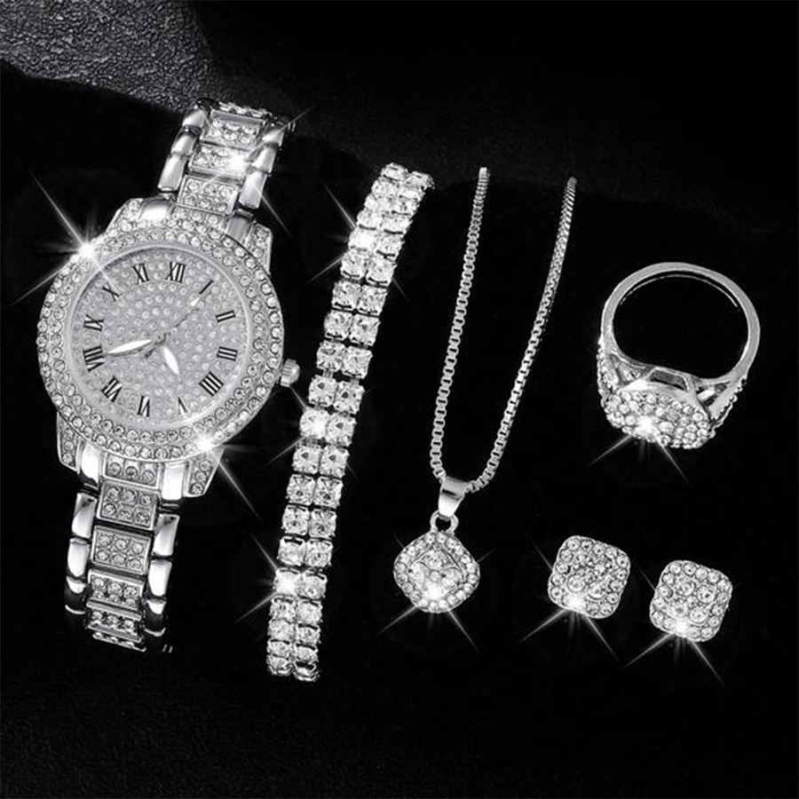 1 Piece Of Ladies' Quartz Watch And 6 Pieces Of Jewelry