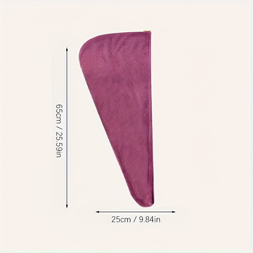 1pc Rainbow Embroidered Hair Towel With Button, Soft Hair Drying Cap, Cute Solid Color Hair Towel For Bathroom, Absorbent Quick Drying Hair Wrap Towel For Women, Bathroom Supplies, Bathroom Accessories