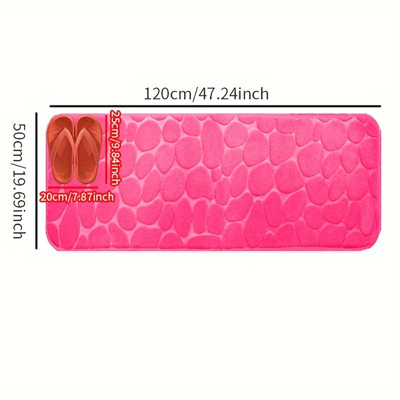 1pc Cobblestone Pattern Bath Rug, Soft Non-Slip Quick Dry Bath Mat, Water Absorbent Shower Carpet For home, Bathroom Accessories, Bathroom Decor, Bathroom decorations, kitchen Area Rugs, Laundry, bedrooom, shower, indoor mat