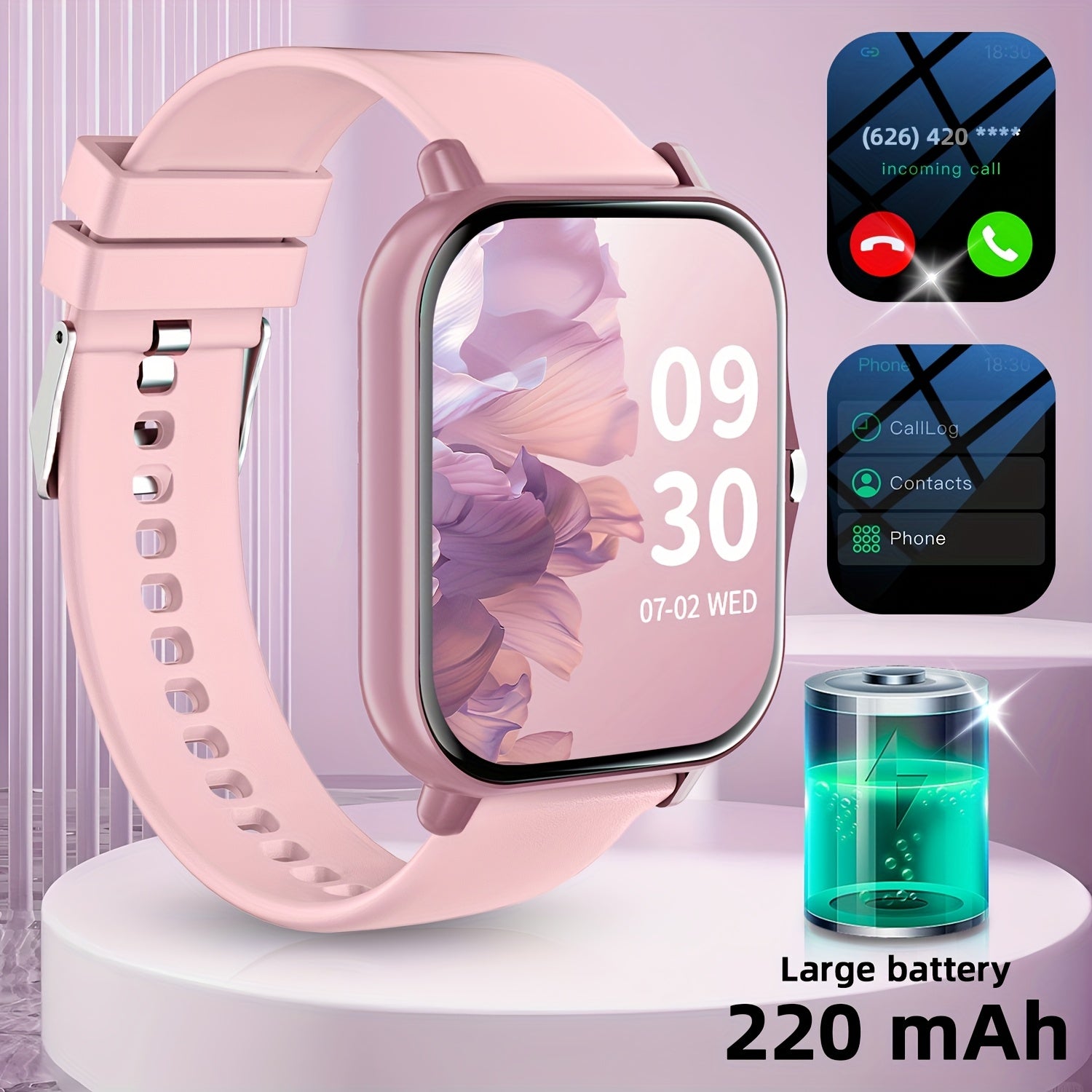 New Smart Watch 1.83-inch Wireless Calling/Receiving Multiple Sports Modes Sedentary Reminder Weather Forecast Message Notifications Lifting Screen Call/Dial Function USB Charging Alarm Clock Reminder Multi-sport Mode Suitabl