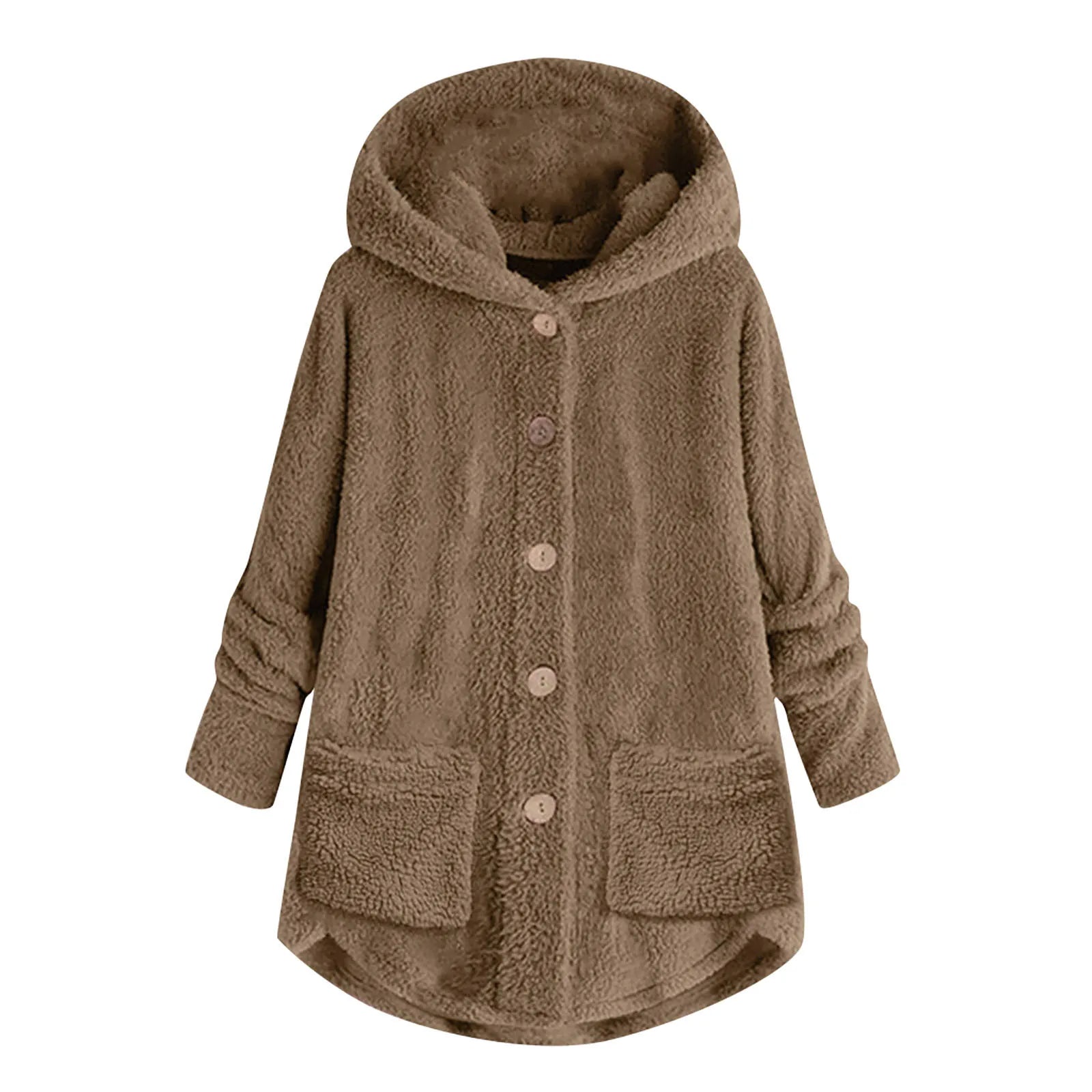 Women's Coat Winter Coat Fashion Plush Pocket Irregular Long Sleeve Keep Cat Ears Warm Coat