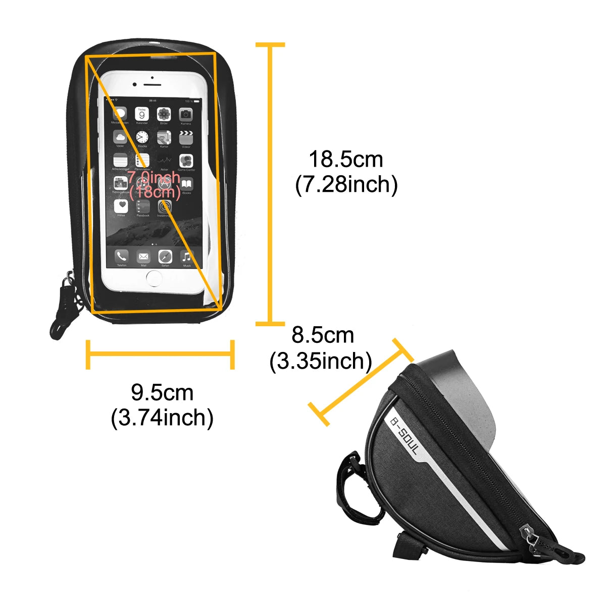 B-SOUL Bicycle Bag Front Bag Handlebar Bag Mobile Phone Bag Horizontal Bag Mountain Road Bike Riding Accessories