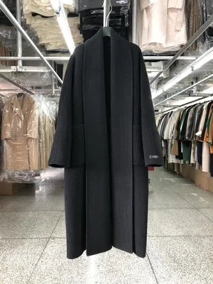 New Women Bathrobe Style Double Sided Wool Coat Loose Big Turn-Down Collar Long Sleeve Fashion Warm Wool Jacket Autumn Winter