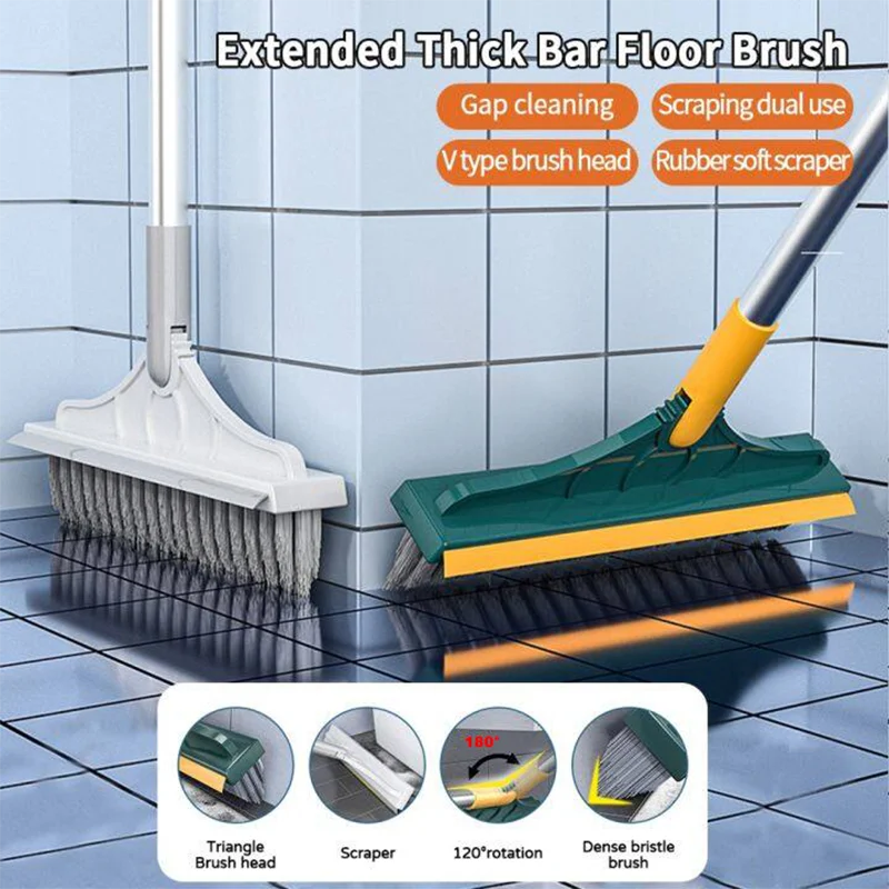 3 In 1 Cleaning Brush Cleaner Brush For Cleaning Bathroom Brush With Long Handle Rotating Floor Brush Crevice Brush
